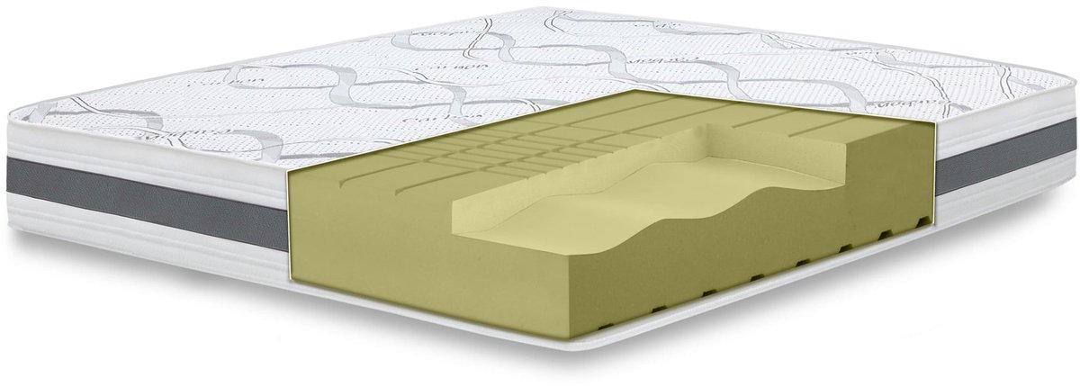White Stone The White Stone Orthopedisch Matras 90x200 cm Medium Stevigheid | Hoogte 20 cm | Hypoallergeen en Ademend Stof | Ergonomische en Zelfvormende Eigenschappen | Gemaakt in Italië Bianco, Grigio