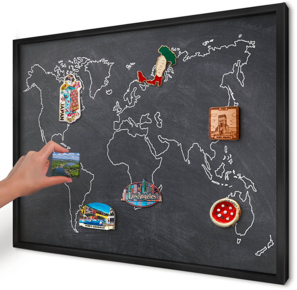 Artprintcave Zwart Magneetbord mit Zwart Frame - 70x50 cm - Krijtwereld Magneetbord Voor Keuken - Minimalist Magneet Bord mit Frame - Kaarten