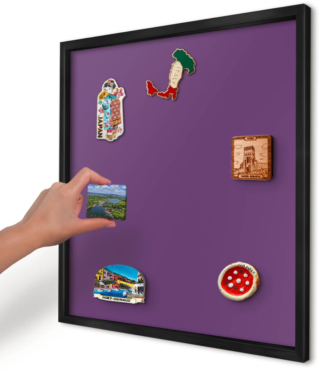 Artprintcave Paars Magneetbord mit Zwart Frame - 50x50 cm - Sterk Paars Memobord Keuken - Minimalist Magneet Bord mit Frame - Achtergronden En Patronen