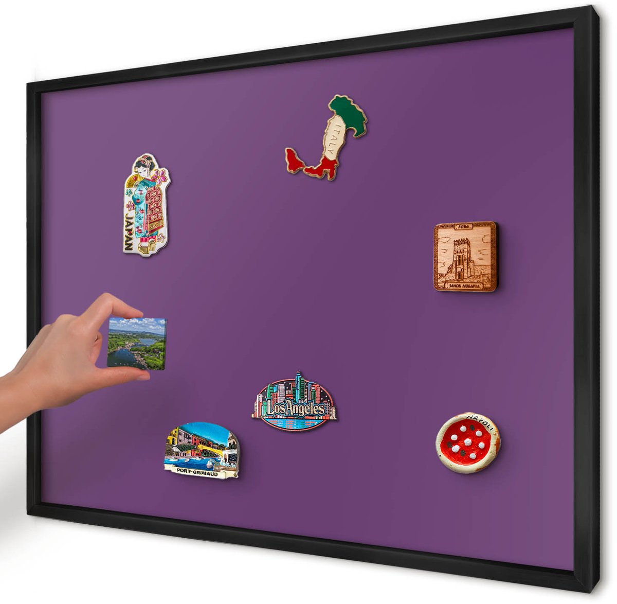 Artprintcave Paars Magneetbord mit Zwart Frame - 70x50 cm - Sterk Paars Magnetisch Bord - Minimalist Bord Voor Magneten - Achtergronden En Patronen