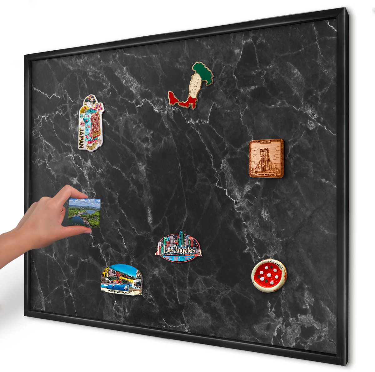 Artprintcave Zwart Magneetbord mit Zwart Frame - 80x60 cm - Marmeren Elegantie Magneet Bord mit Frame - Modern Bord Voor Magneten - Texturen