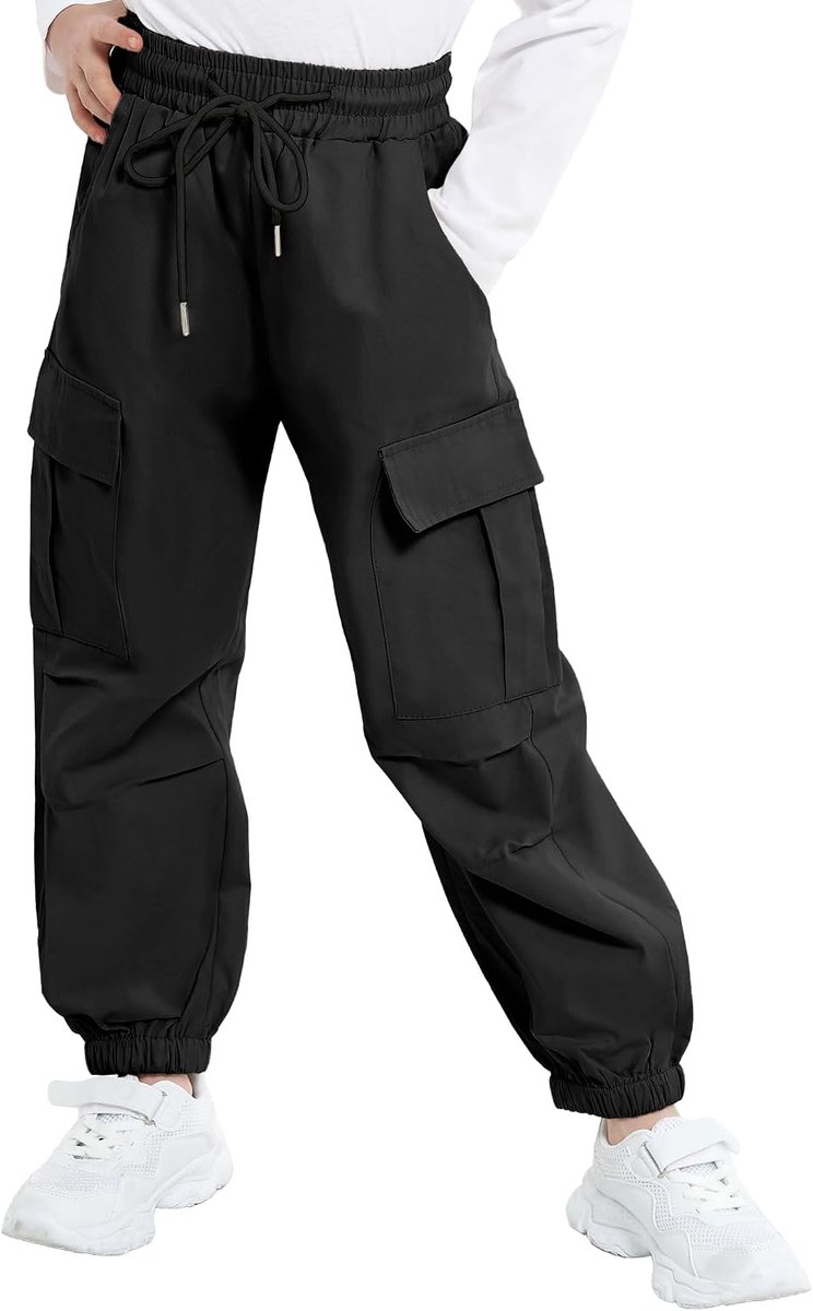 Y2k Cargobroek voor meisjes, elastische taille, casual, baggy, parachutebroek, meerdere zakken, dansbroek, Y2k kinderbroek voor 5-14 jaar