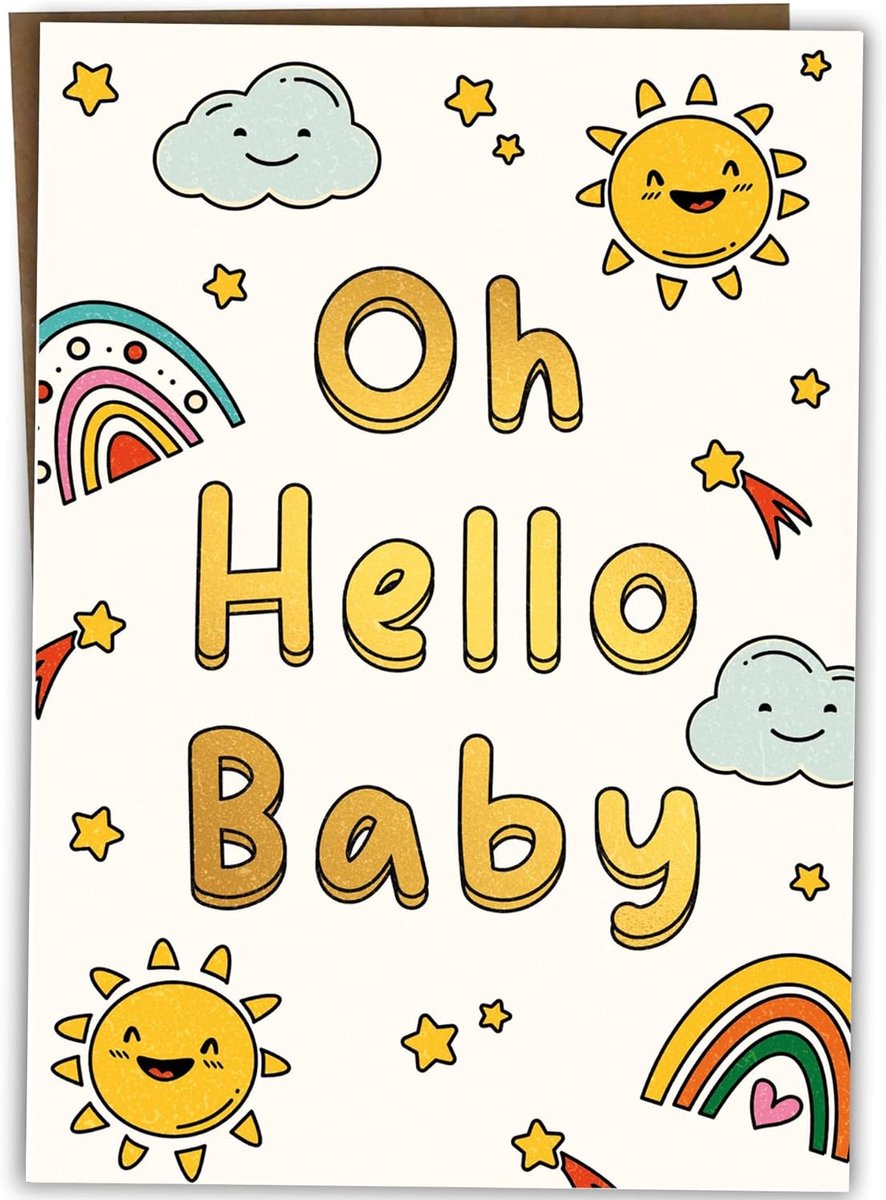 SnelShoppen - Nieuwe Baby Kaart - Gefeliciteerd met de Geboorte - Welkom Nieuwgeboren Jongen of Meisje - Baby Shower Kaart - Hoogwaardige 350gsm Kaart