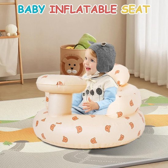 Opblaasbare Baby Stoel - Babyzitje Badje - Comfortabel Zitten - Ingebouwde Luchtpomp - 49 x 35 cm - Blauw — afbeelding 2