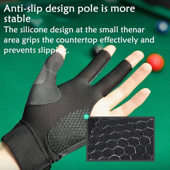 SnelShoppen - Billiard Pool Cue Gloves, Snooker Handschoenen, Antislip Poolhandschoenen, Verstelbare Billiard Handschoenen voor Pool, Snooker en Carom — afbeelding 3