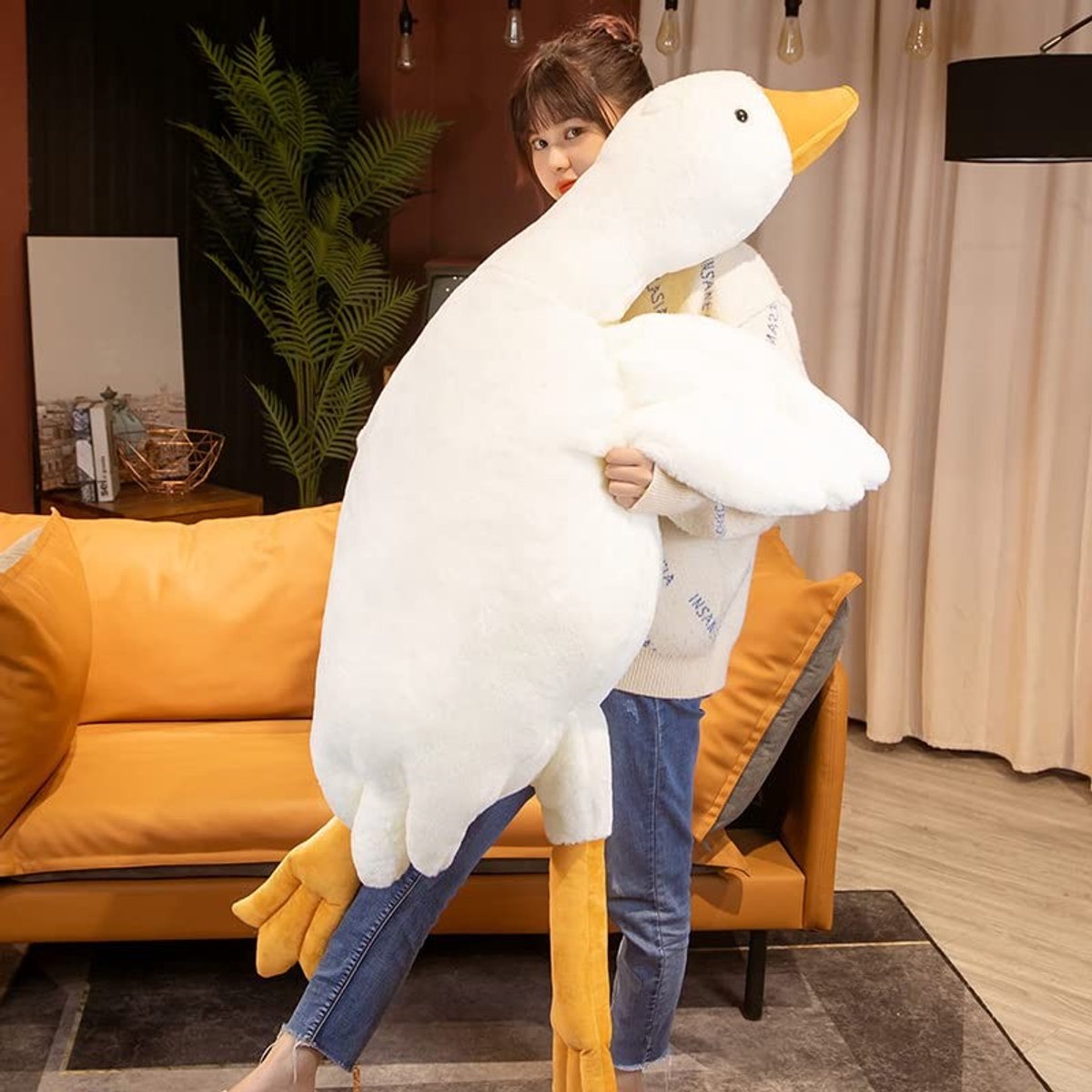 Omgoods- Knuffeldier Reuzen Eend 50-160 cm - Zacht Pluche - Slaapkussen - Bureaukussen - Speelgoed - Veelzijdig Gebruik