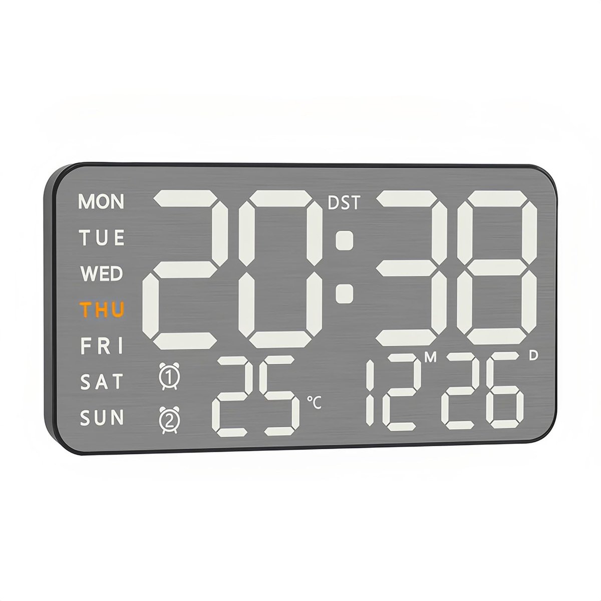 Omgoods - Digitale LED Wandklok met Temperatuur en Datum - 5 Niveaus Helderheid en 2 Alarminstellingen