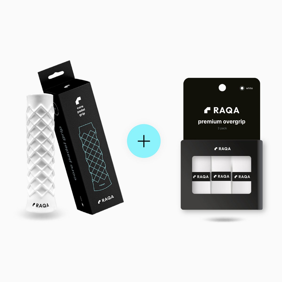 Raqa ® Padel grip combideal | Core padel grip + premium overgrip wit | padelgrips | Griptape | Basis grip en padelgrip wit
