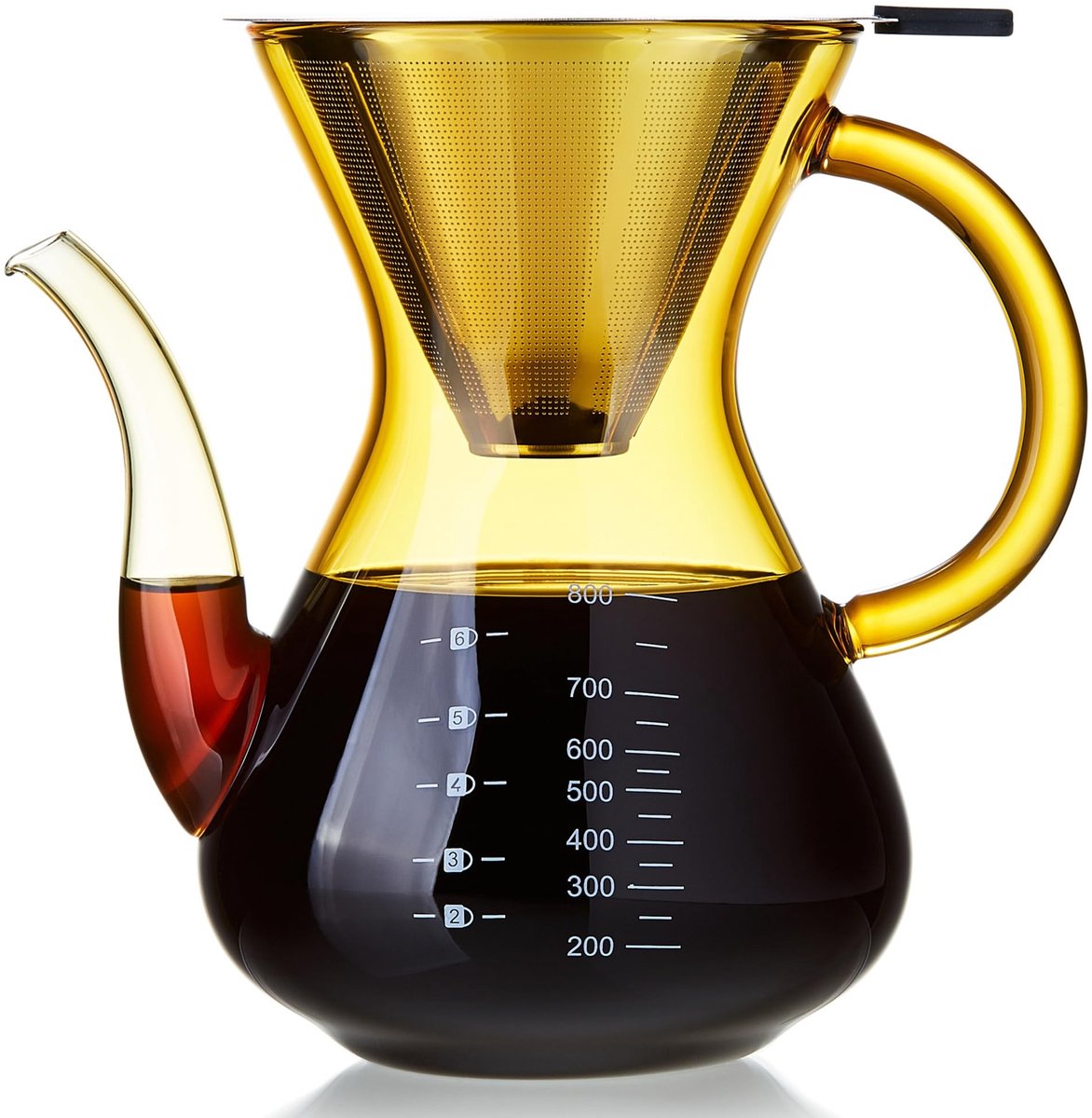 Omgoods - 800ml Glazen Koffiemaker met Roestvrijstalen Filter - Duurzaam en Herbruikbaar