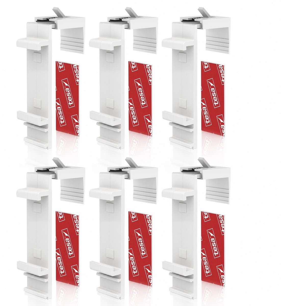 Omgoods - Klemhouder Lang voor Klemmfix Dubbel Rolgordijn - Geen Boren, Set van 6