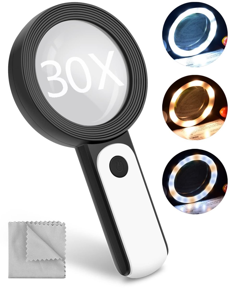 Omgoods - Vergrootglas met Licht - 30-voudige Leesvergroting voor Senioren