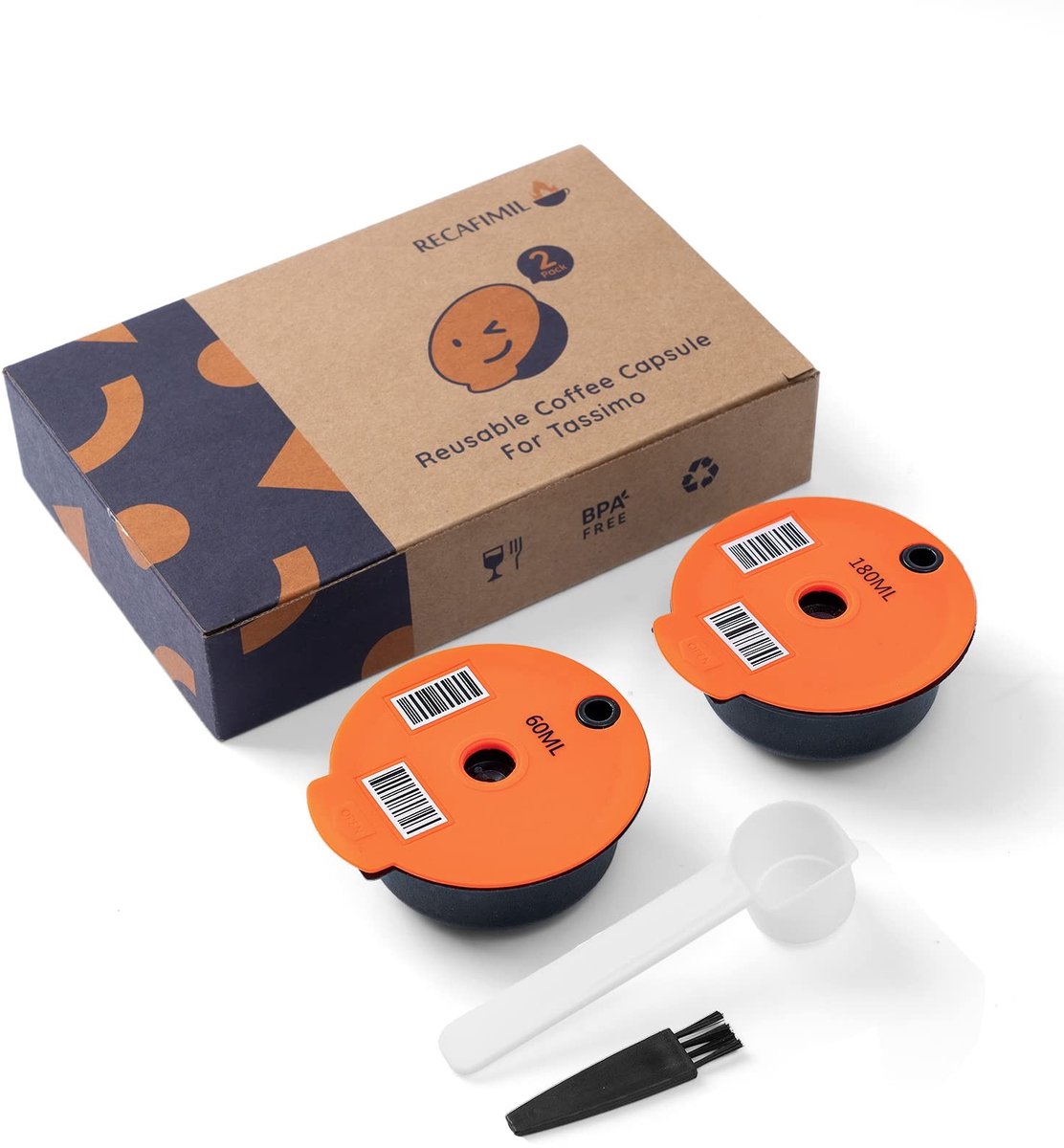 Omgoods - 2 Stuks Herbruikbare Koffiecapsules voor Bosch Tassimo - Met Silicone Deksel