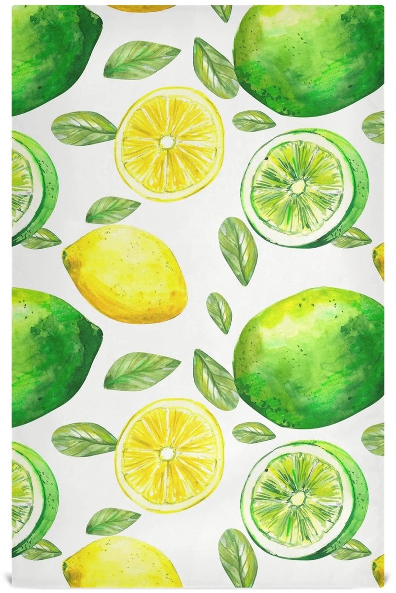 Omgoods - Set van 4 Keukenhanddoeken - Lime Lemon Design, Duurzaam en Super Absorberend