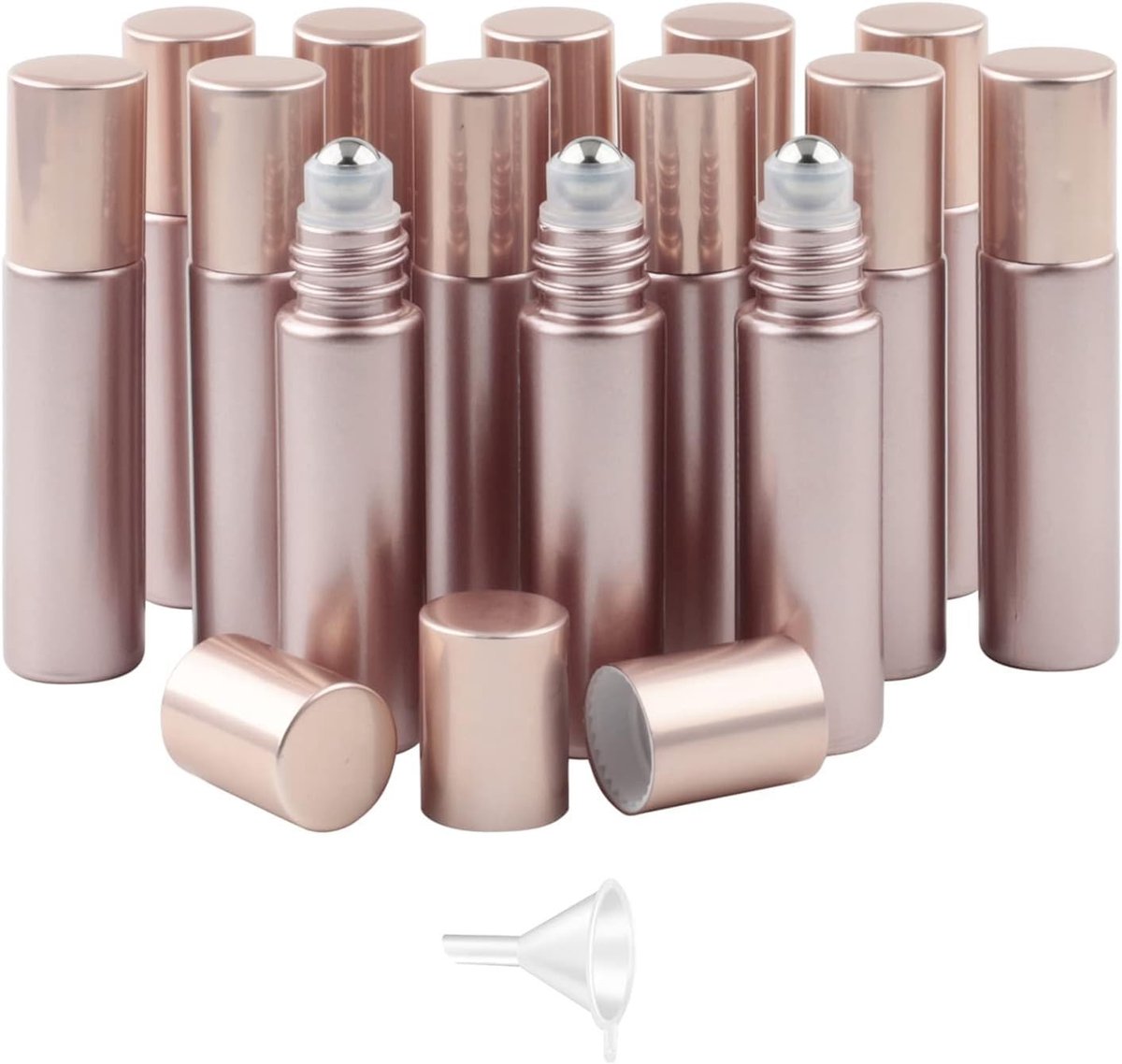 Omgoods - 14 Pack 10ml Gouden Essentiële Olie Rollerflessen - Set met Roze Gouden Afwerking