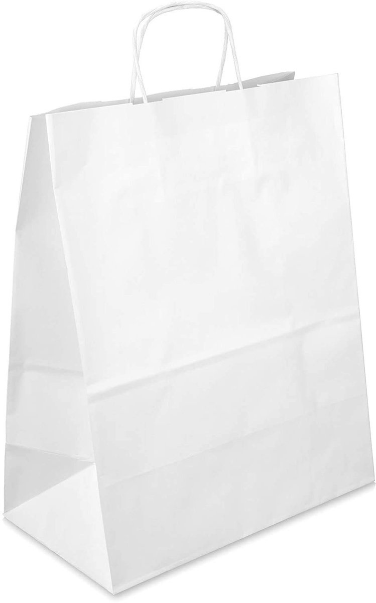 Omgoods - 20 Stuks Witte Papieren Tote Tassen - 40x32x12cm - Eco-vriendelijk voor Cadeaus en Aankopen