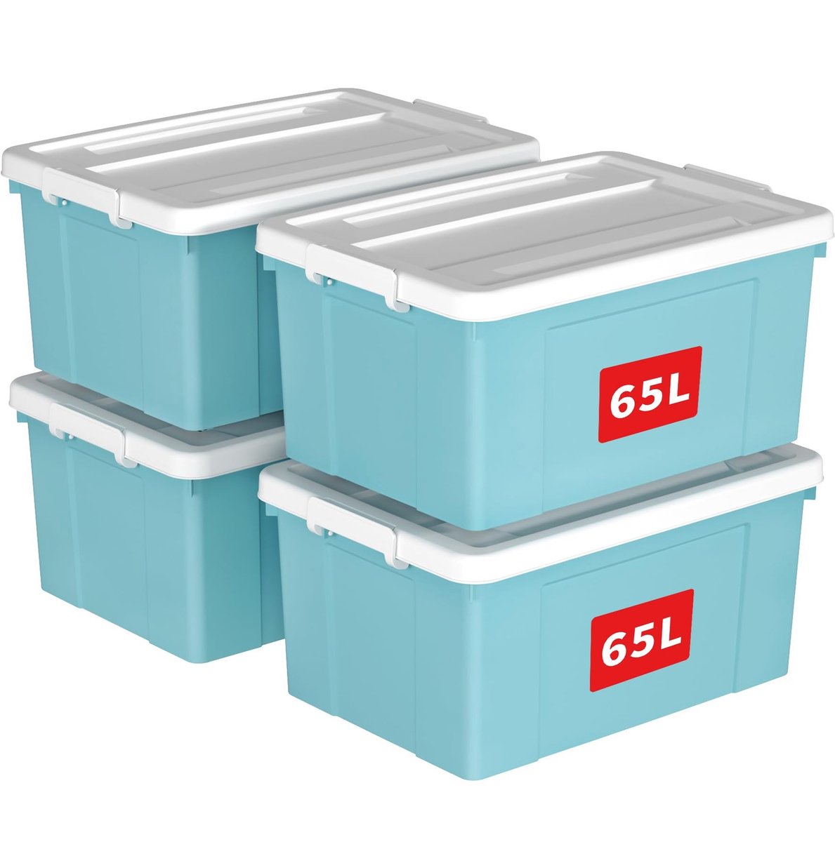 Omgoods - Set van 4 Stapelbare Plastic Opbergdozen met Deksel