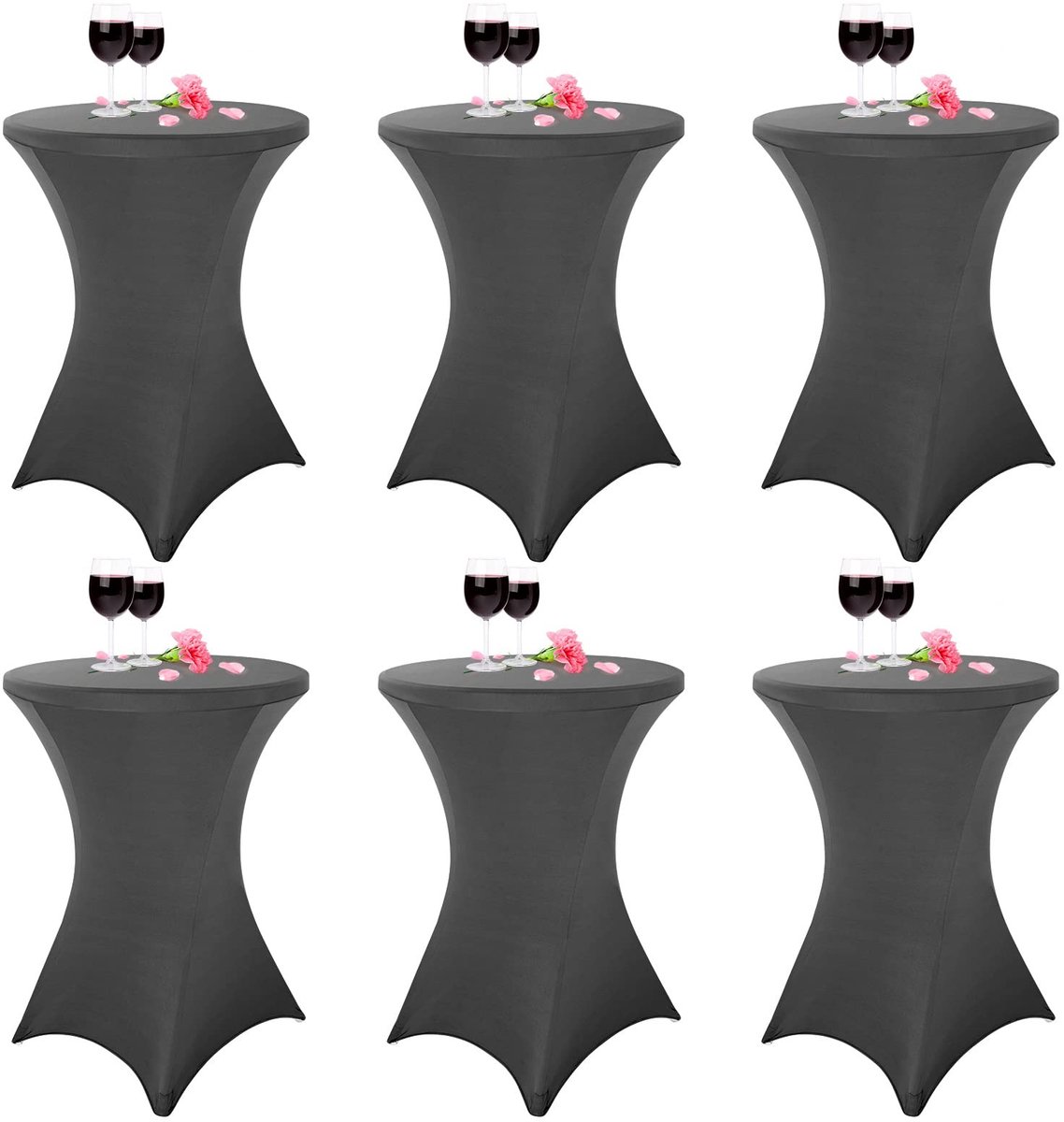 Omgoods - Set van 6 Bistro Tafel Covers - Stretch en Wasbaar - Ø 80-85 cm