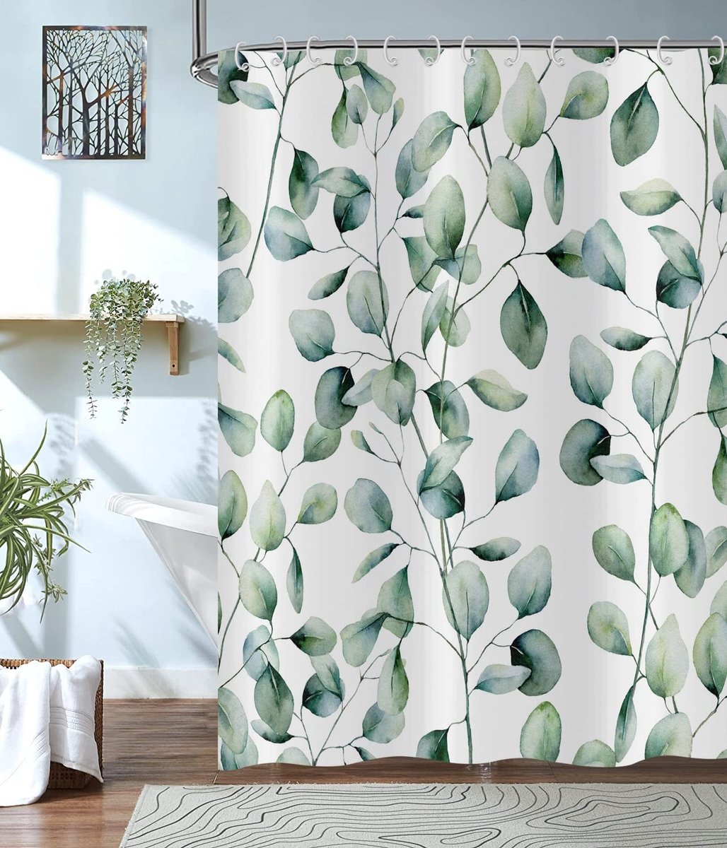 Omgoods - Eucalyptus Blad Douchegordijn 180 x 180 cm Waterdicht en Wasbaar