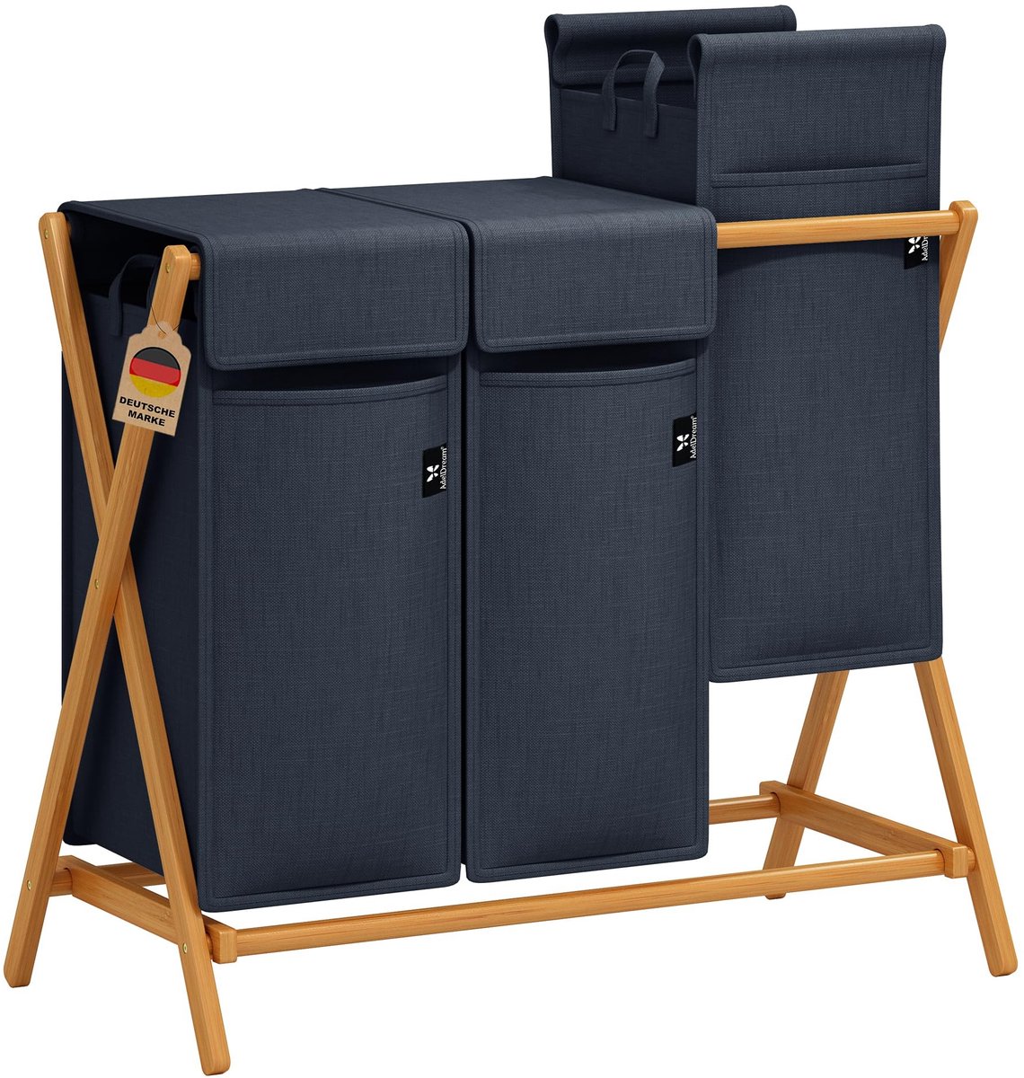 Omgoods - Bamboe Wasmand met 3 Compartimenten - 150L