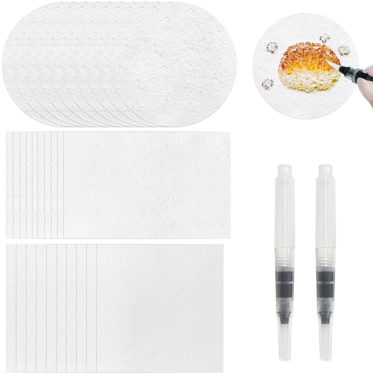 Omgoods - 30 Vellen Magic Puffy Paint Foam Textuurpapier met 2 Water Penselen voor DIY Kunst