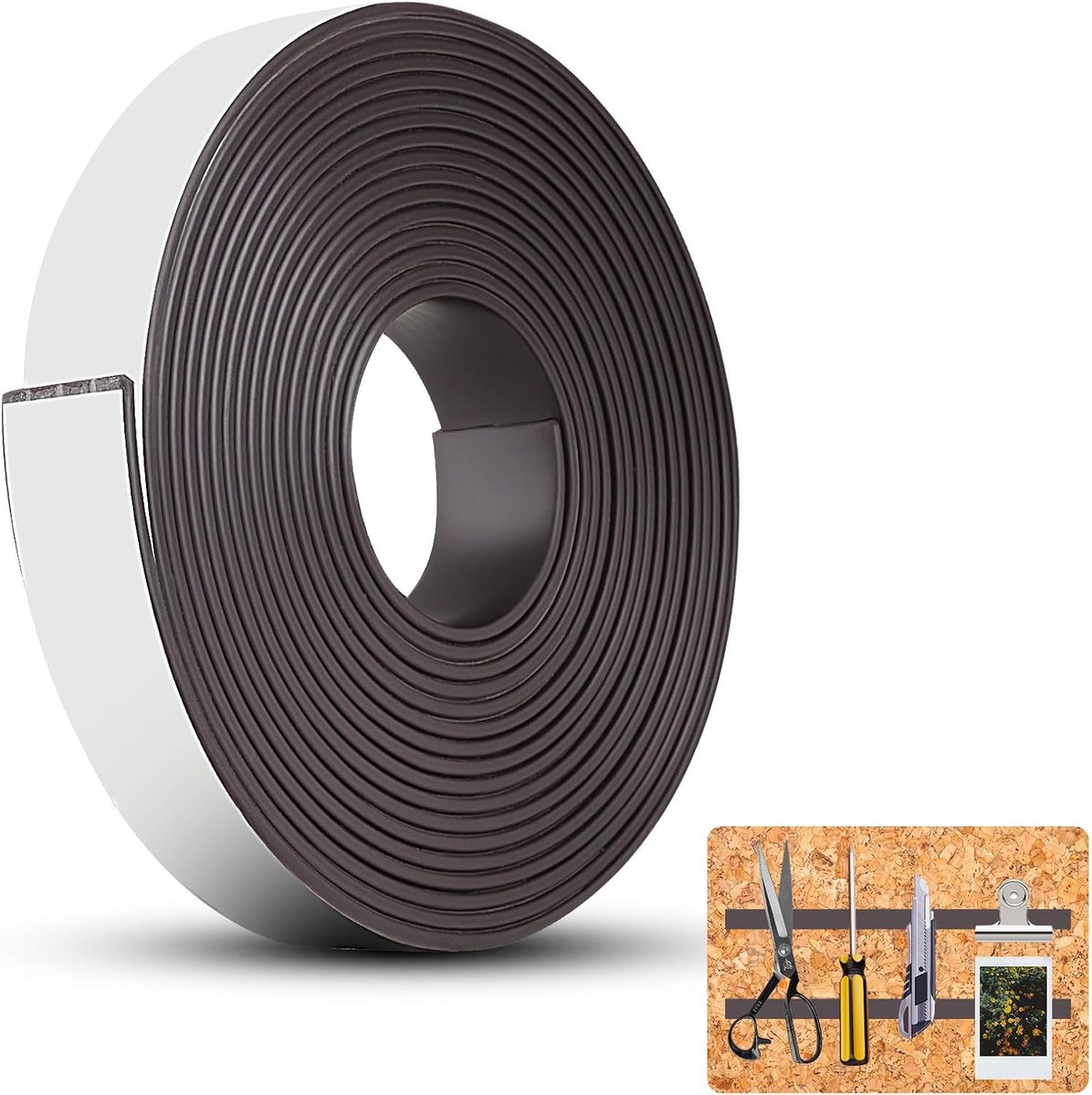 Magneetband, zelfklevend, 20 mm x 4 m, magneetstrips, zelfklevend, magneetband voor vliegengaas, magneetband, zelfklevend, sterk, voor schermen, muggennetten, onderwijs