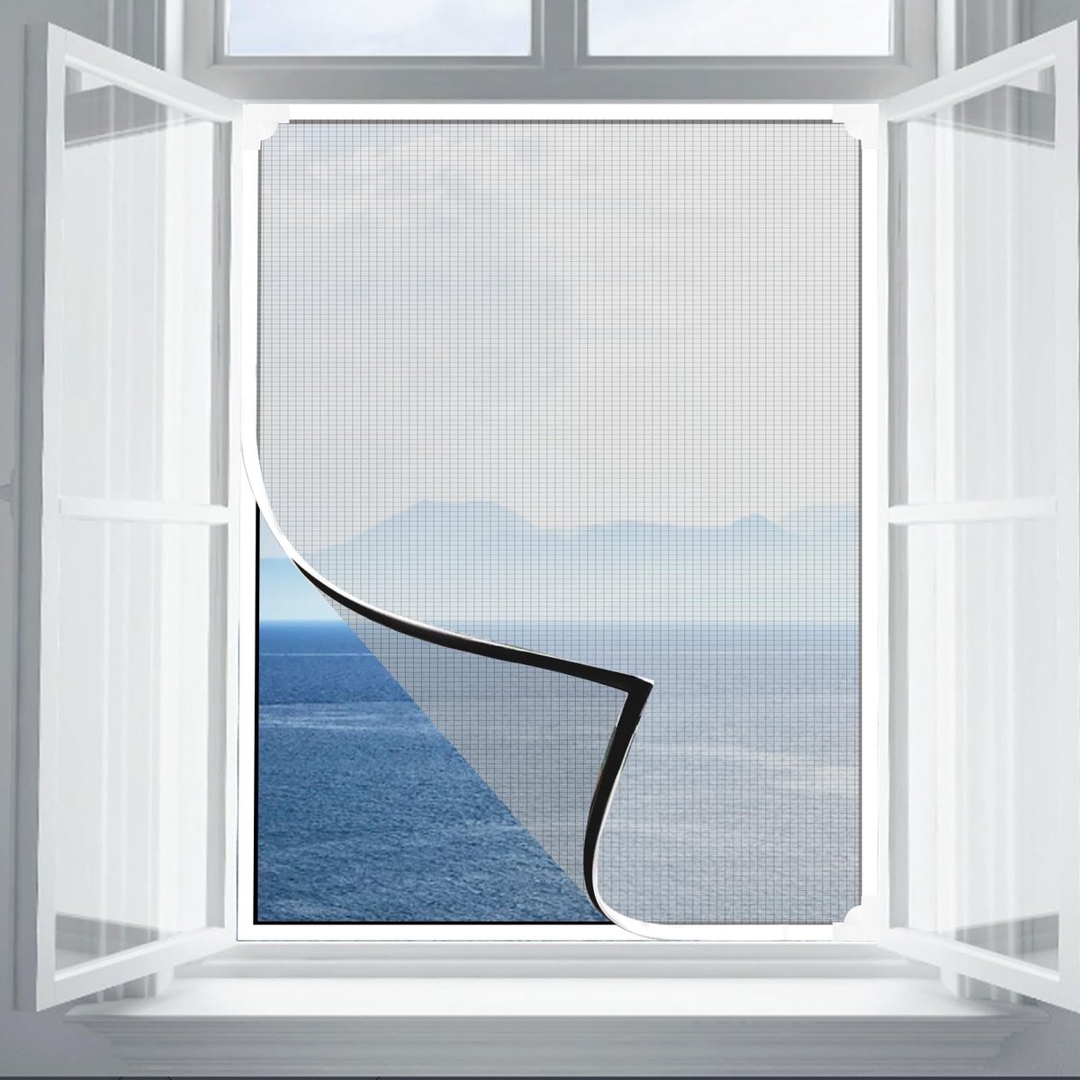 Omgoods- Vliegenhordeur Verstelbaar - Magnetische Raamhor - Insectenscherm - DIY Vliegennet - Geschikt voor Ramen tot 150x130cm - Hoge Kwaliteit Gaas