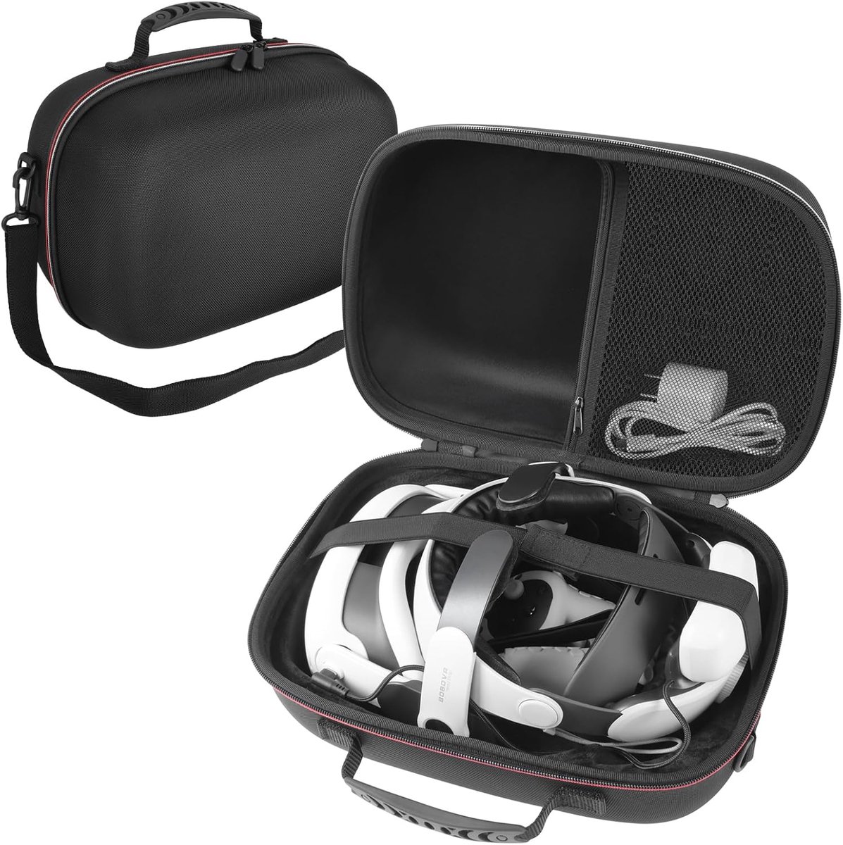 SnelShoppen - ARVOK Hoes voor Meta Quest 3S/3/2/Oculus Quest 3/2/Pro/Pico 4, EVA Harde Schaal Reisopslag, Beschermhoes voor VR Batterijhoofdband, Gesc