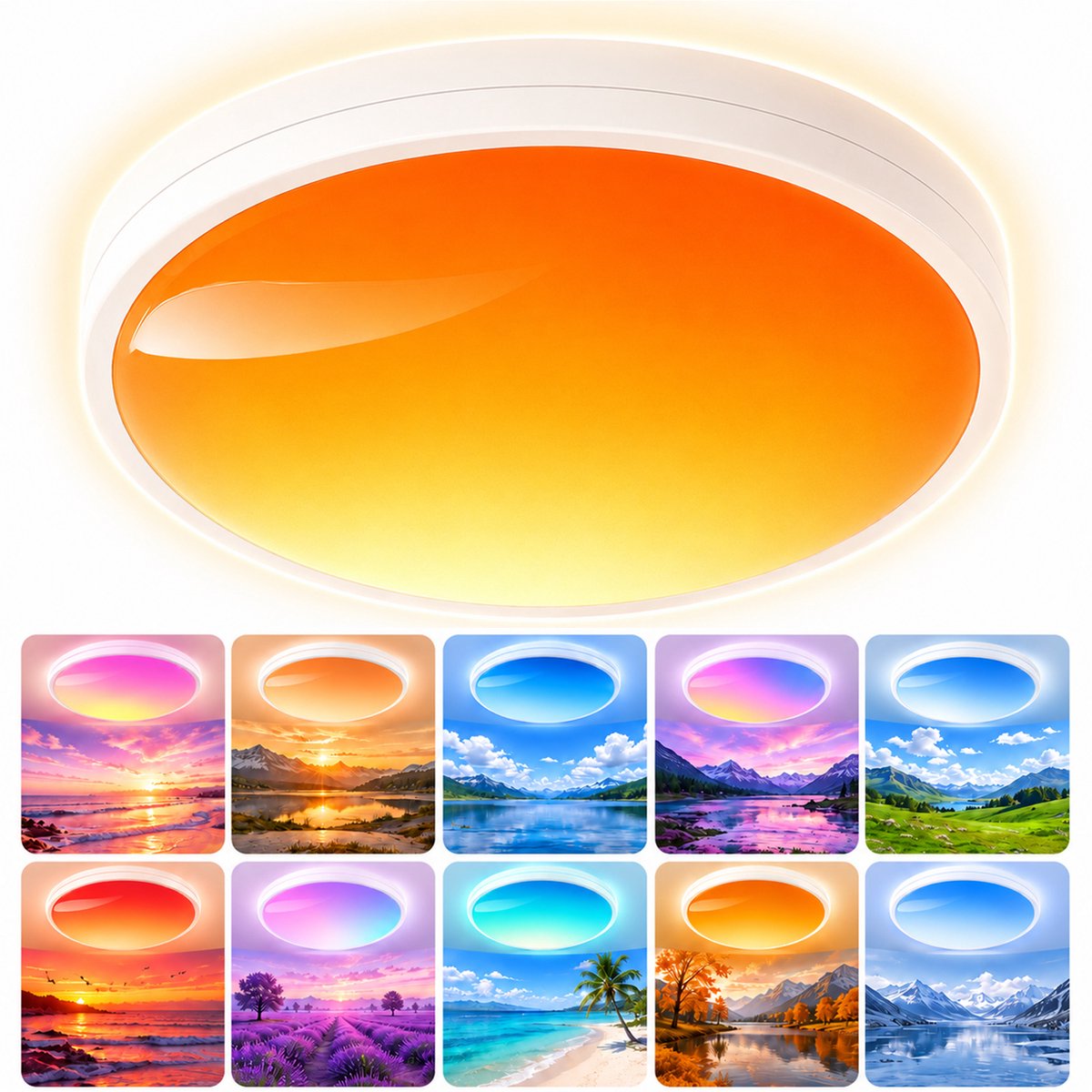 Lapamax LED Hemellamp met Realistisch Lucht- en Hemeleffect - Kunstmatig Dakraam en Daglicht Plafondlamp van 48 W en 4800 lm - Dimbaar met afstandsbediening - 19 Dynamische Modi, 7 RGB-kleuren, 4 Scènes en 3 Witte Lichtkleuren