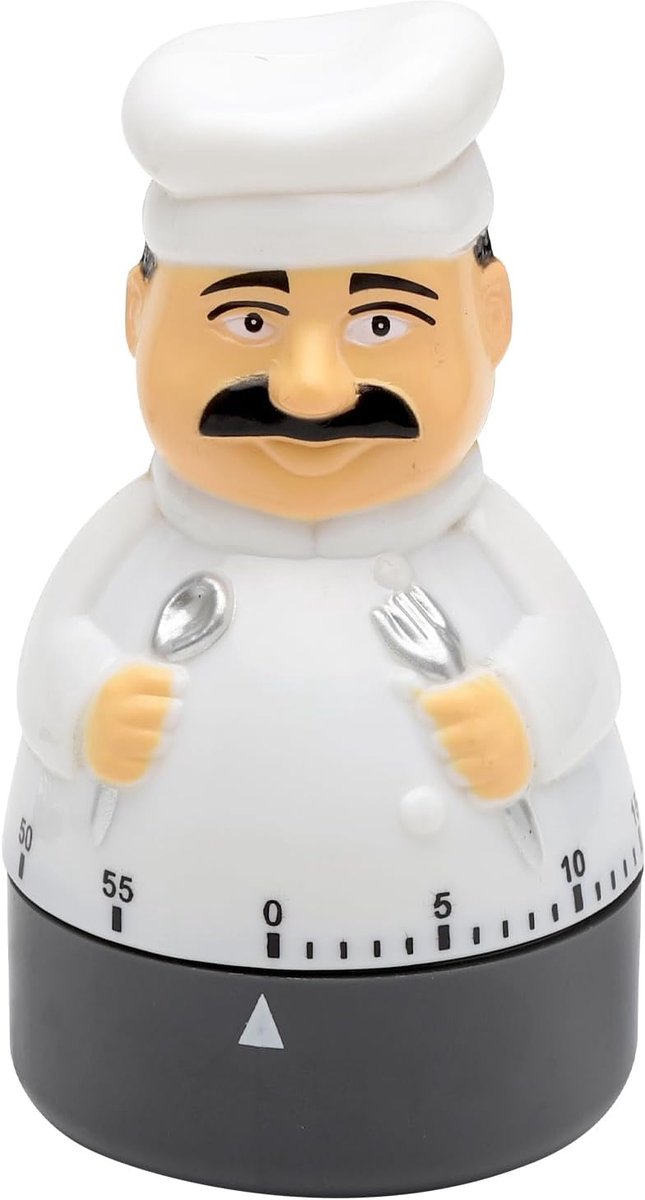 Mechanische keukentimer, korte tijdwekker, keukenwekker, opwindfunctie, eierwekker, grappig voor kinderen, in de vorm van een kok, zonder batterijen