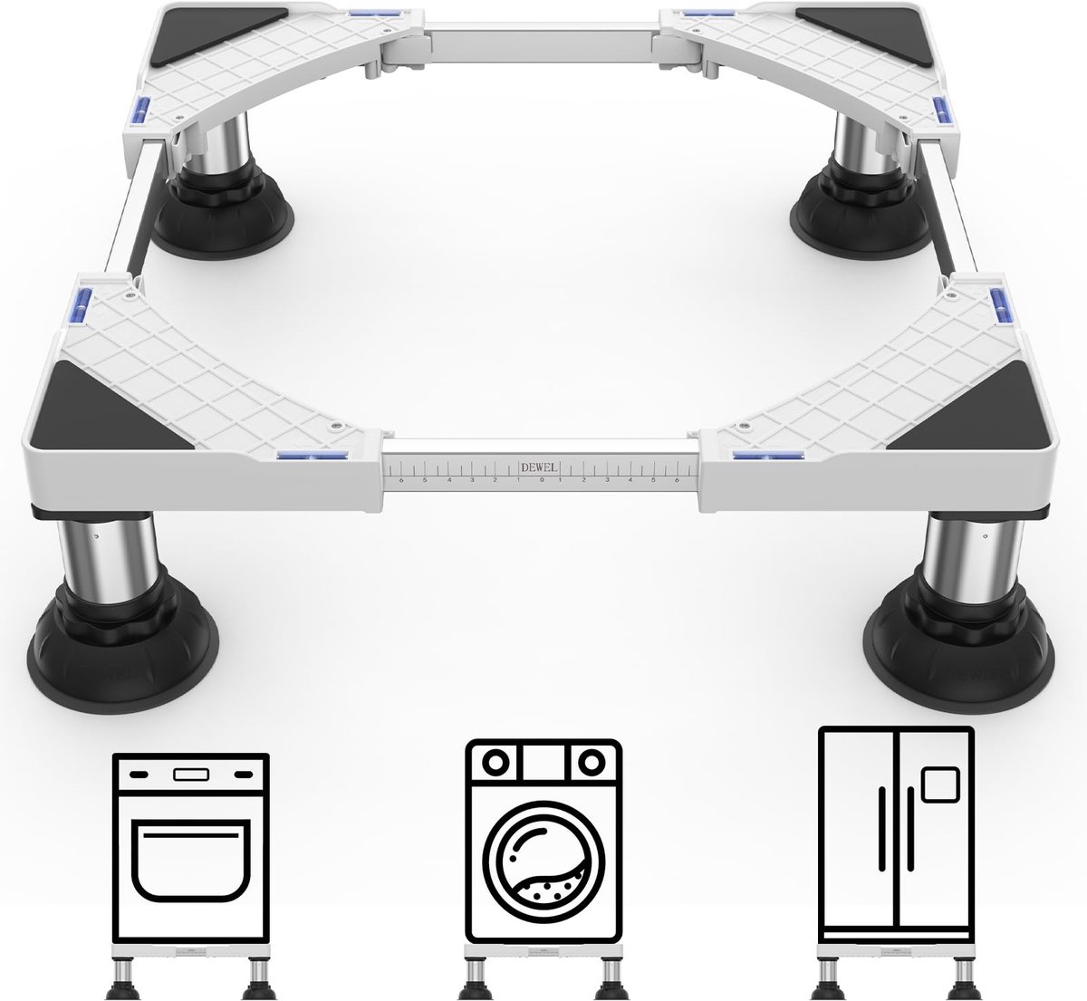 Omgoods - Verstelbare Basis voor Wasmachine - Met Antislipfunctie, Hoogte 15-18 cm