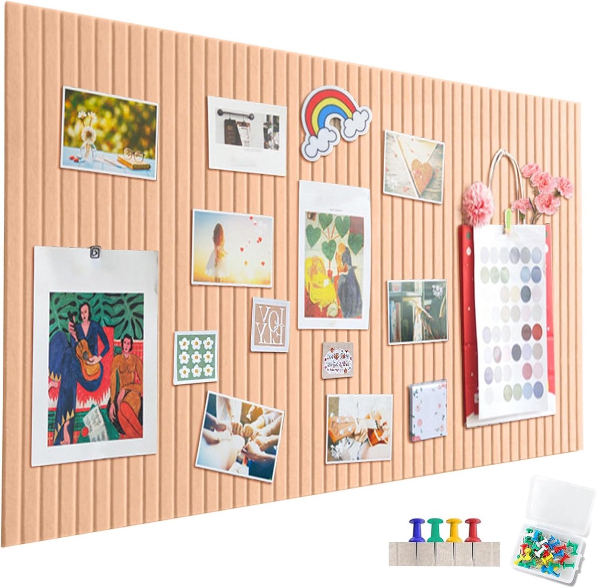 vilten prikbord zelfklevend, 60 x 40 cm viltbord IVEOPPE decoratief prikbord van vilt, 0,9 cm dik, opvouwbaar fotobord, memoborden, memo boards, bulletin board, wanddecoratie voor kantoor