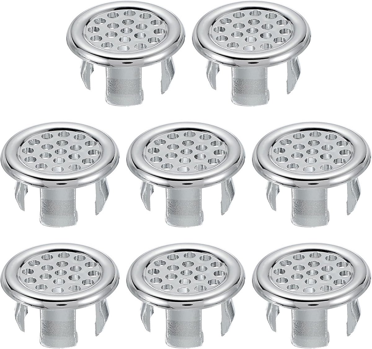 Gootsteen overloop ring, 8 stuks badkamer wastafel overloop afvoer deksel wastafel trim insert in gat mesh gat cap voor badkamer keuken wastafel wastafel wastafel zilver