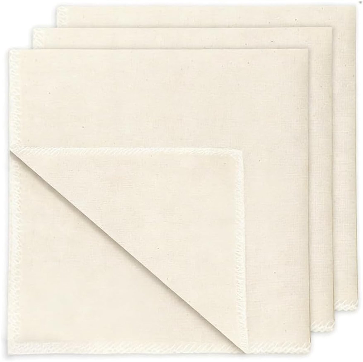 3 stuks zeefdoeken, 50 x 50 cm, wasbare gaasdoek, ongebleekt, herbruikbaar, cheesecloth filterdoek, wasbare zeefdoek van puur katoen, mousseldoeken voor sap, kaas, notenmelk