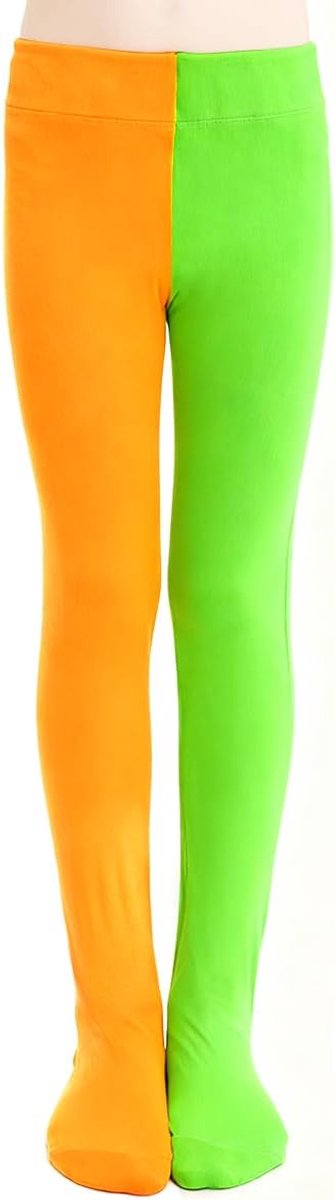Lange panty voor meisjes, lange kousen voor kinderen, groen, oranje, panty, lange sokken voor kinderen, kostuumaccessoires voor carnaval, Halloween en feestjes