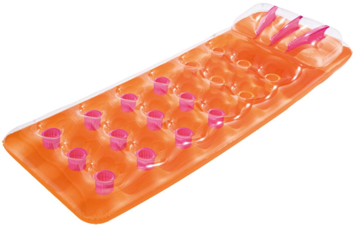 Bestway Luchtbed - oranje - met hoofdkussen - 188 cm - zwembad luchtmatras - strand opblaas speelgoed - luchtbedden