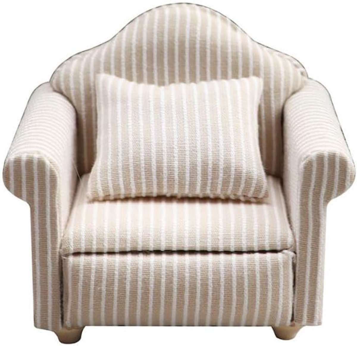 Poppenhuis sofa, 1:12 Poppenhuis miniatuur meubilair model doek bloemenpatroon bank stoel bank stoel bank met kussens, accessoires bloemenpatroon mini meubels sofa set met rugkussens (wit)