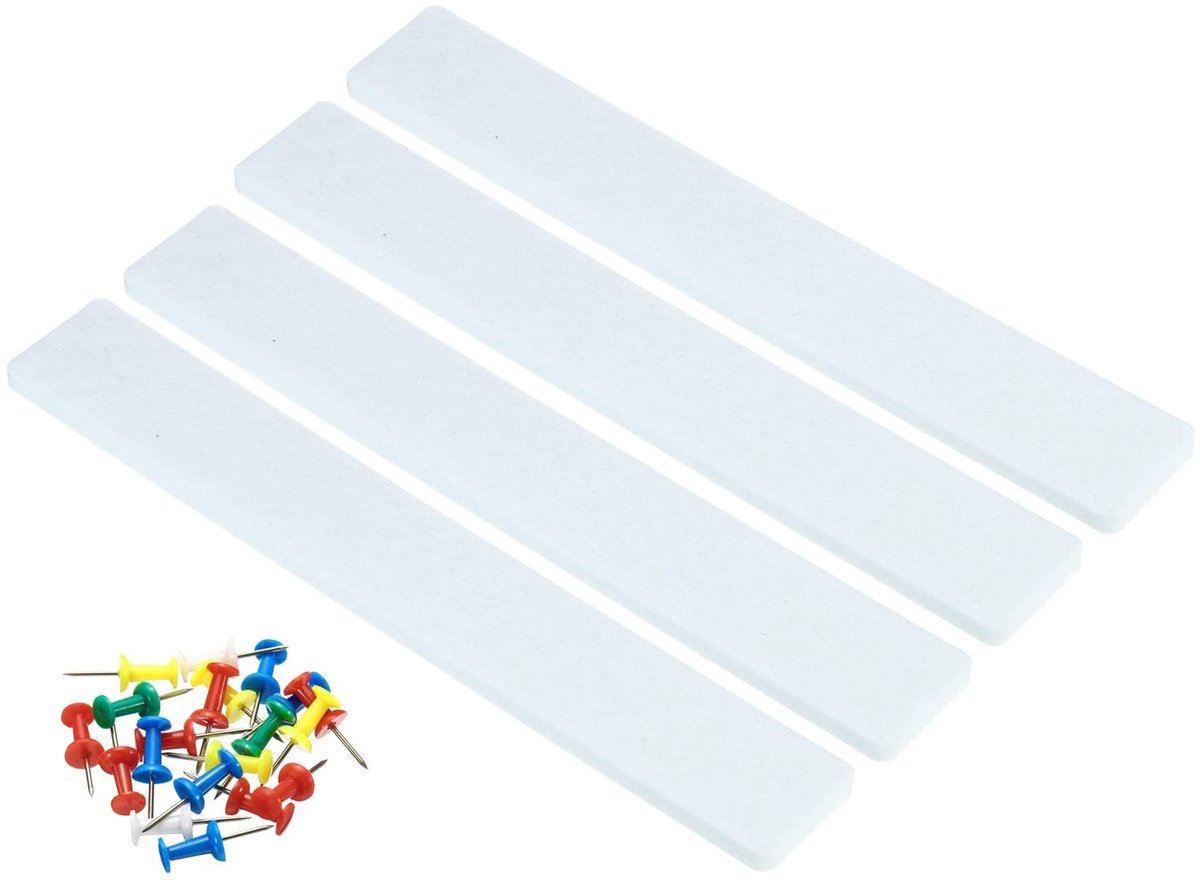 Omgoods - Vilten prikbord barstrip, 4 stuks zelfklevende muurpins voor foto's en memo's