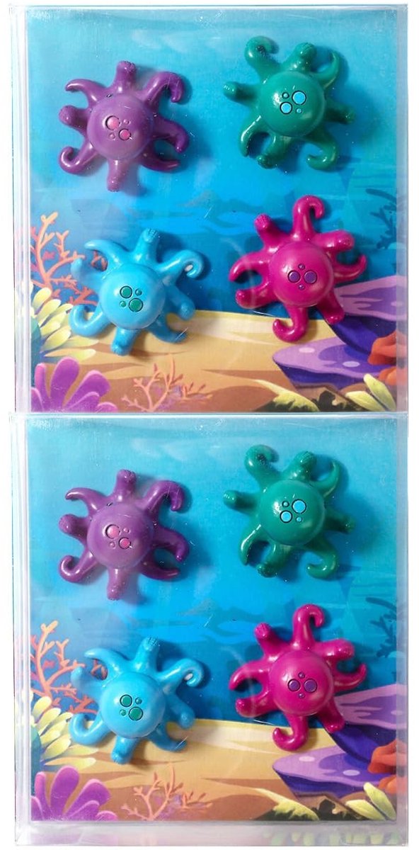 Omgoods - Set van 2 x 4 Decoratieve Octopus Magneten - Kleurrijke Koelkast Magneten