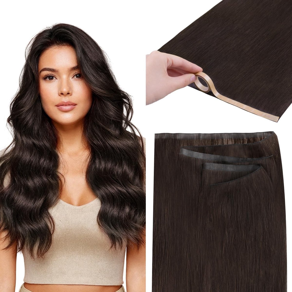 Omgoods - Tape-in Haarextensions - Echte Menselijke Haar - 18 Inch - 50g - Donkerbruin