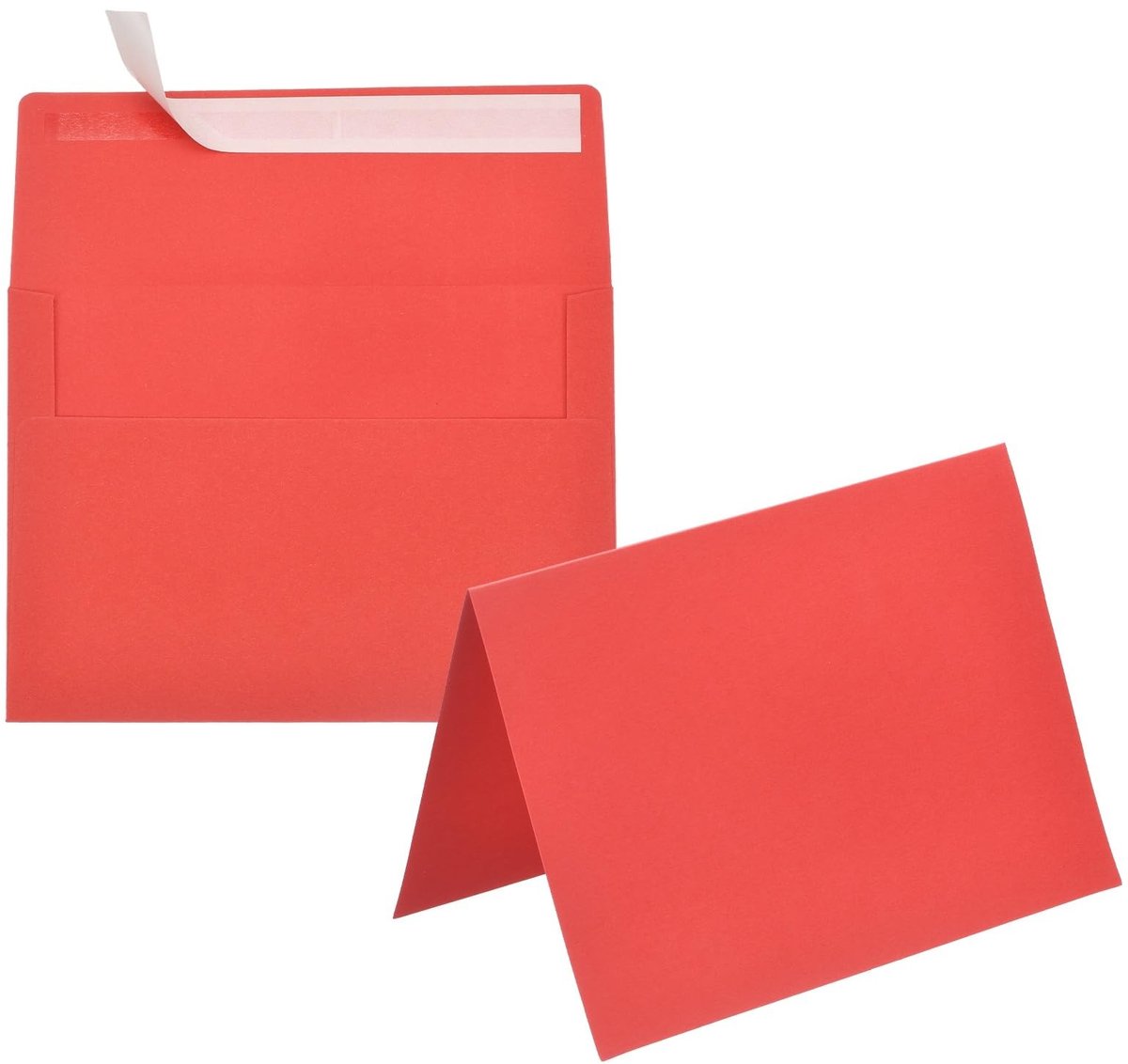 Omgoods - 50 Pack Rode 5x7 Enveloppen met Kaarten - Zelfzegel A7 voor Wenskaarten