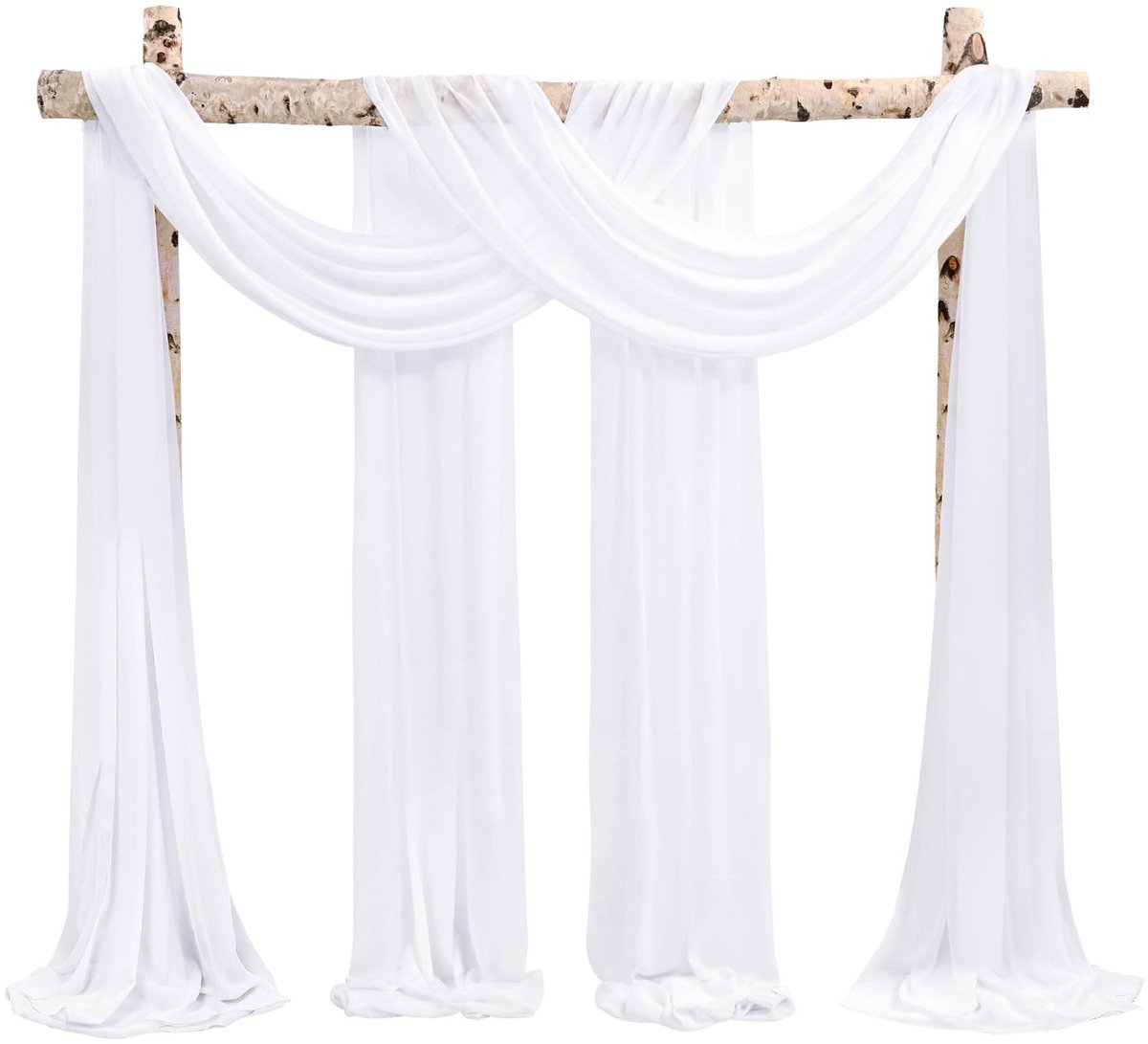 Omgoods - Wedding Draping Fabric 2 Panels 73 x 610cm Wit Chiffon voor Ceremonie Decoratie