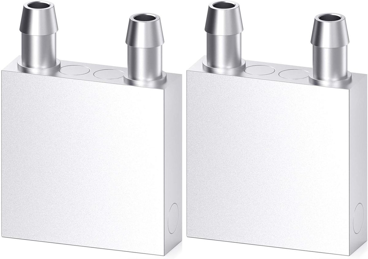 Aluminium waterkoelblok, vloeistofwaterkoeler, koellichaamssysteem voor pc, computer, CPU Graphics koellichaam, endothermic head, zilver (40 mm x 40 mm x 12 mm) 2 stuks