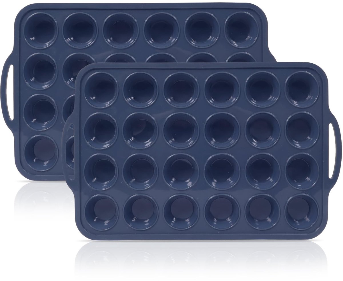 Omgoods - Set van 2 Mini Silicone Muffin Mold - Voor 24 Muffins, Grijs