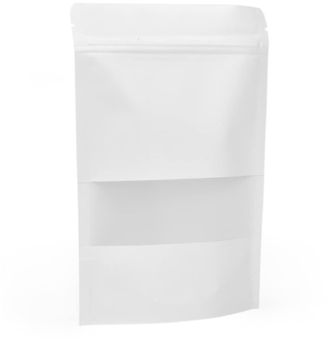 Omgoods - Witte Kraft Papier Voedselzakken met Venster en Rits - Herbruikbare Verpakking voor Koffie en Noten (200 Stuks)