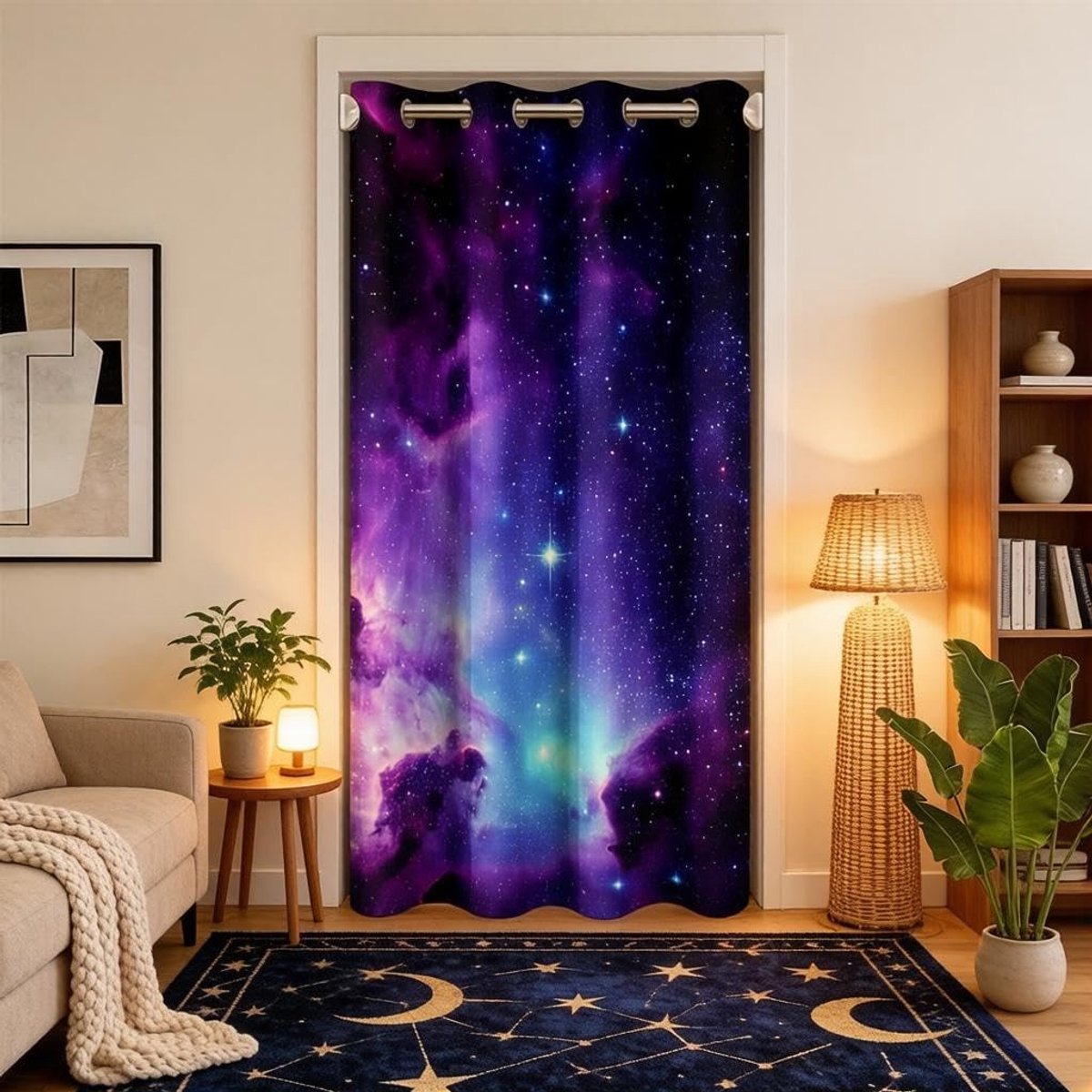 Omgoods - 3D Print Deur Gordijn - Privacy en Blackout voor Slaapkamer en Buiten, 86x203 cm