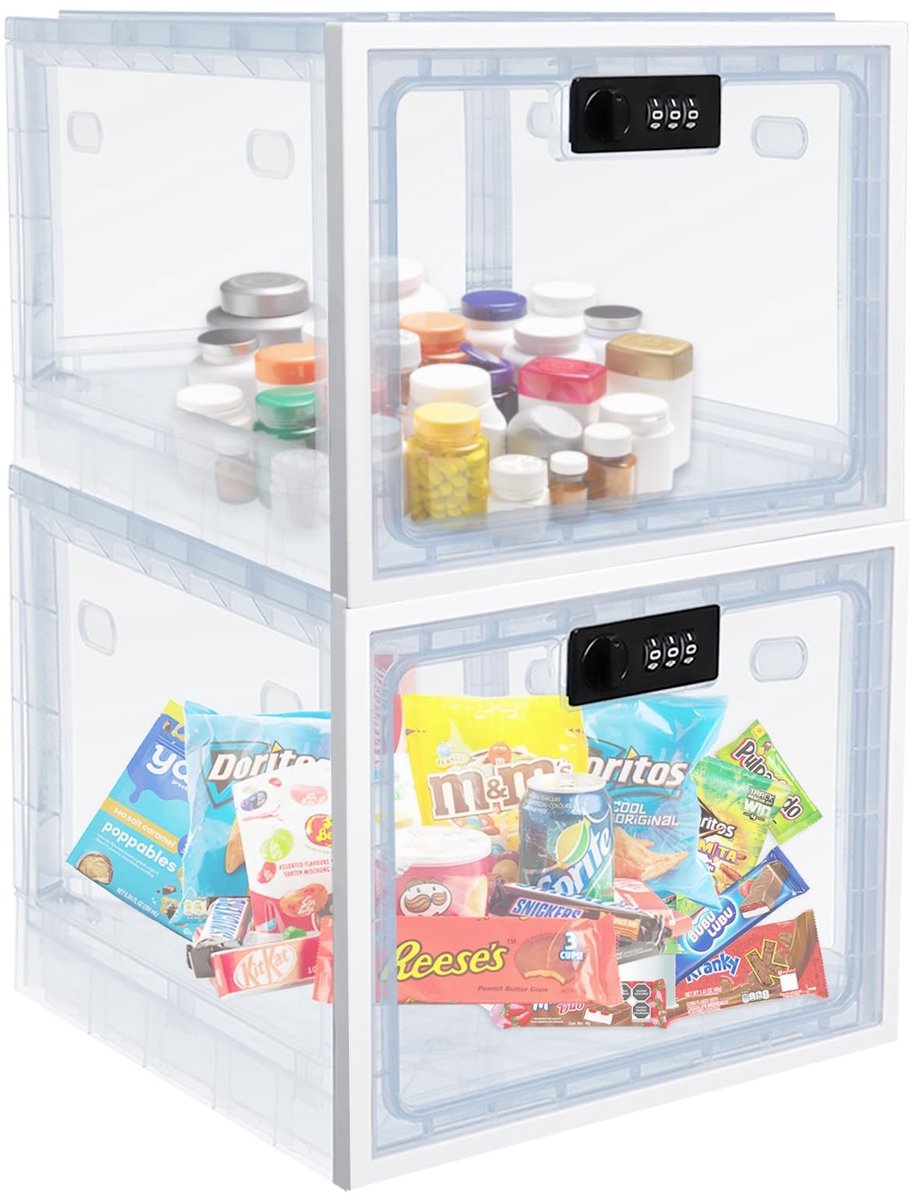 Omgoods - Grote Transparante Opbergdoos met Combinatieslot - 2 Stuks