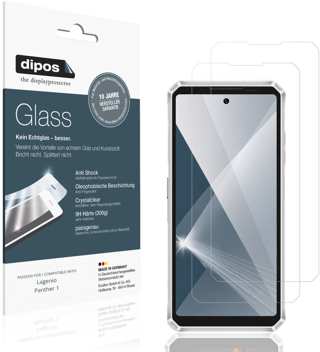 dipos – 2x Pantserfolie geschikt voor Lagenio Panther 1 | 9H Screenprotector