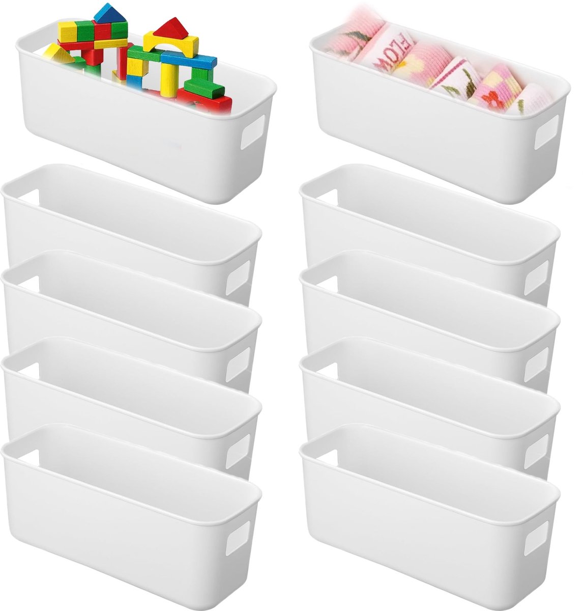 Omgoods - Set van 10 Plastic Opbergdozen met Handvatten