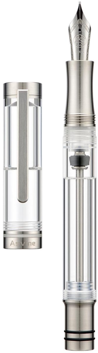 Omgoods - Titanium Vulpen met Vacuümvulling en Medium Penpunt