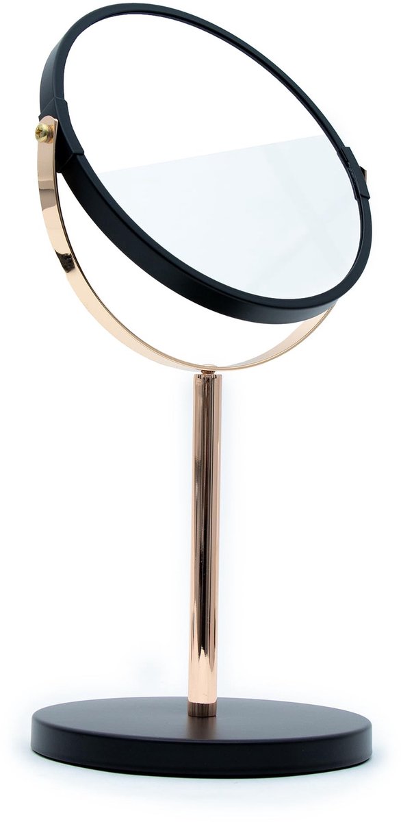 Omgoods - Dubbelzijdige Make-up Spiegel - 16,9 cm - Zwart met 1x en 5x Vergroting